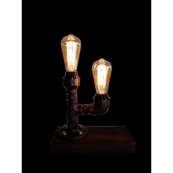 Table Lamp Cactus 2 Bulb Wood Base