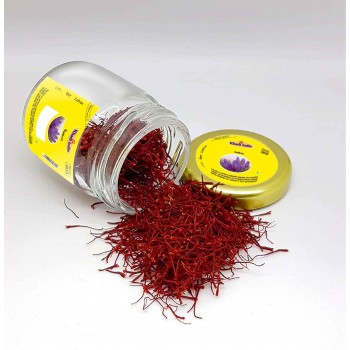 Khadi Saffron (Kashmir kesar -long leaf) Premium Glass Jar 1 gram